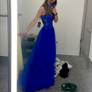 La Femme royal blue prom dress